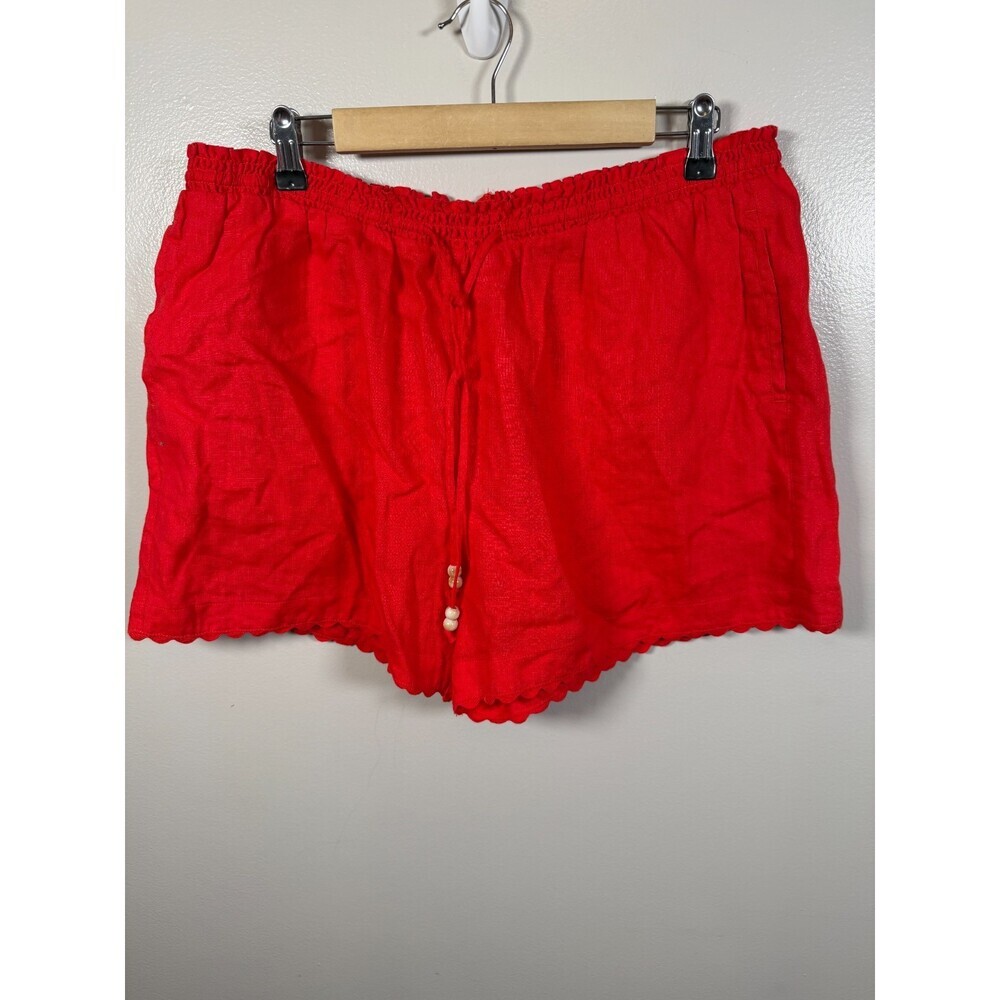 C&C California Linen Shorts Size XL Red Pull On Elastic Waist Comfy Travel